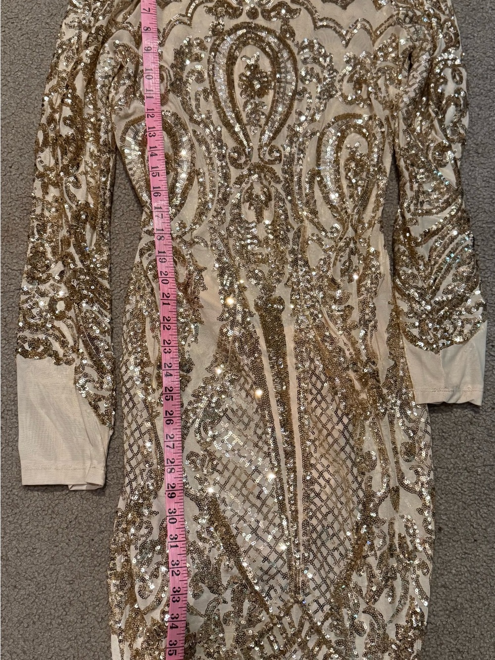 Fashion Nova Champagne Sequin Midi Dress - Picture 5 of 5